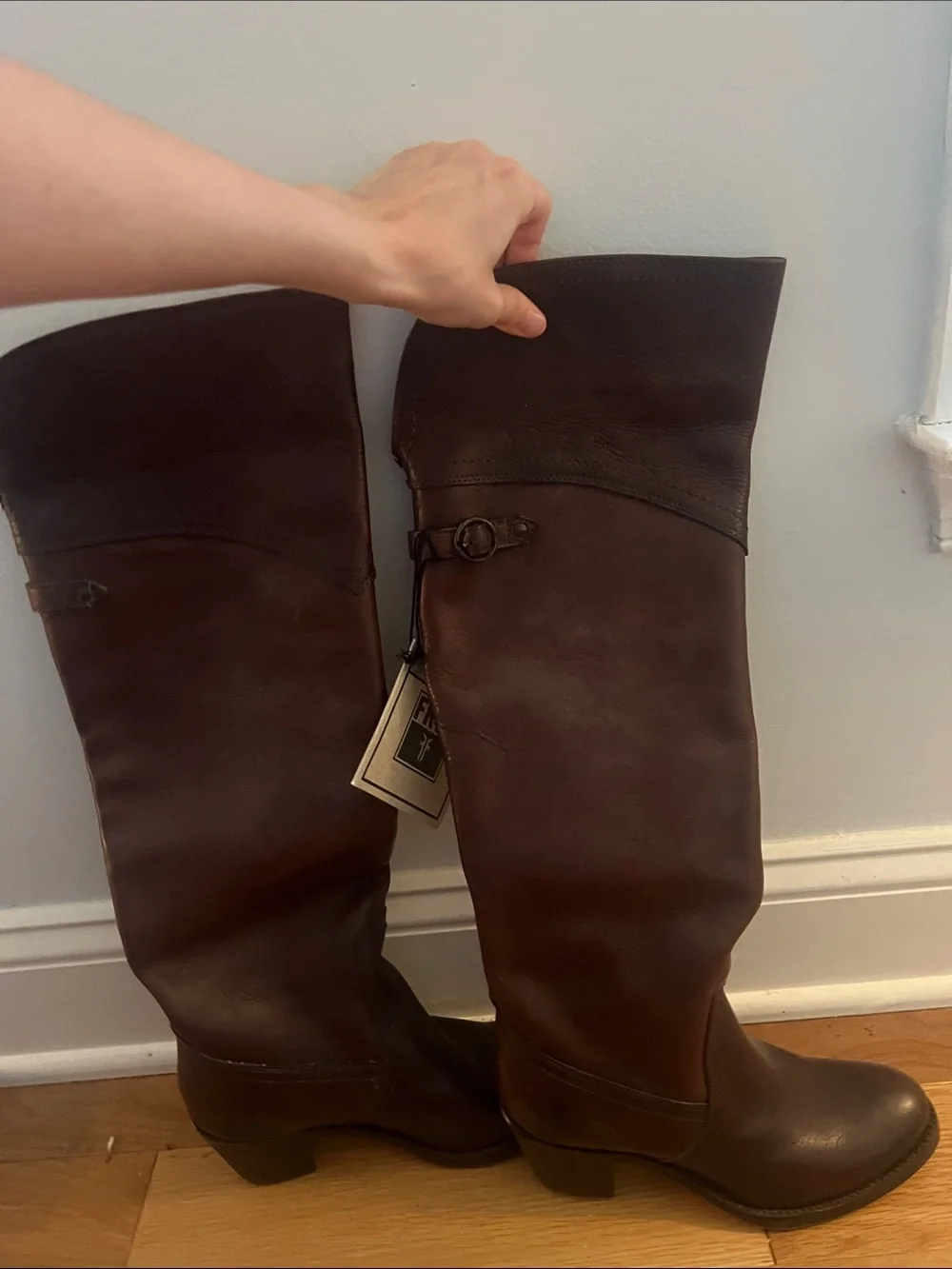 Frye Women's Over-the-Knee Leather Boots in Dark Brown (Never Worn)